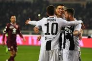 Cristiano Ronaldo celebrates after scoring Juventus' 5000th Serie A goal in a 0-1 win at Torino
